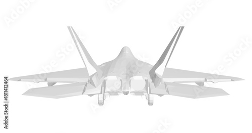Polygonal fighter jet model with a sleek aerodynamic design, swept-back wings, and visible engines. This powerful combat aircraft features a pointed nose and forward-swept tail.