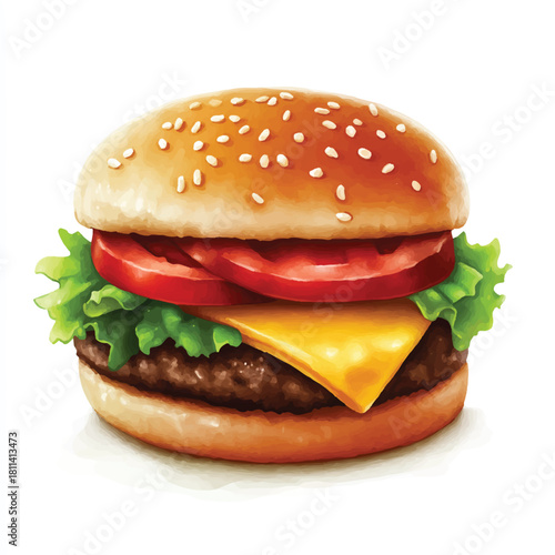 Juicy Cheeseburger with Sesame Seed Bun.