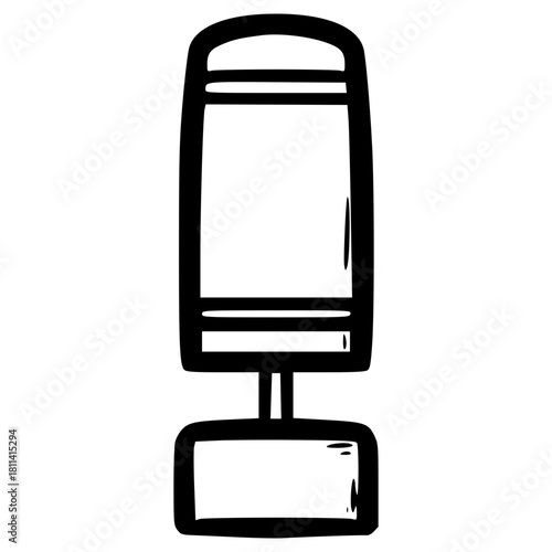 doodle standing punching bag illustration hand drawn outline vector