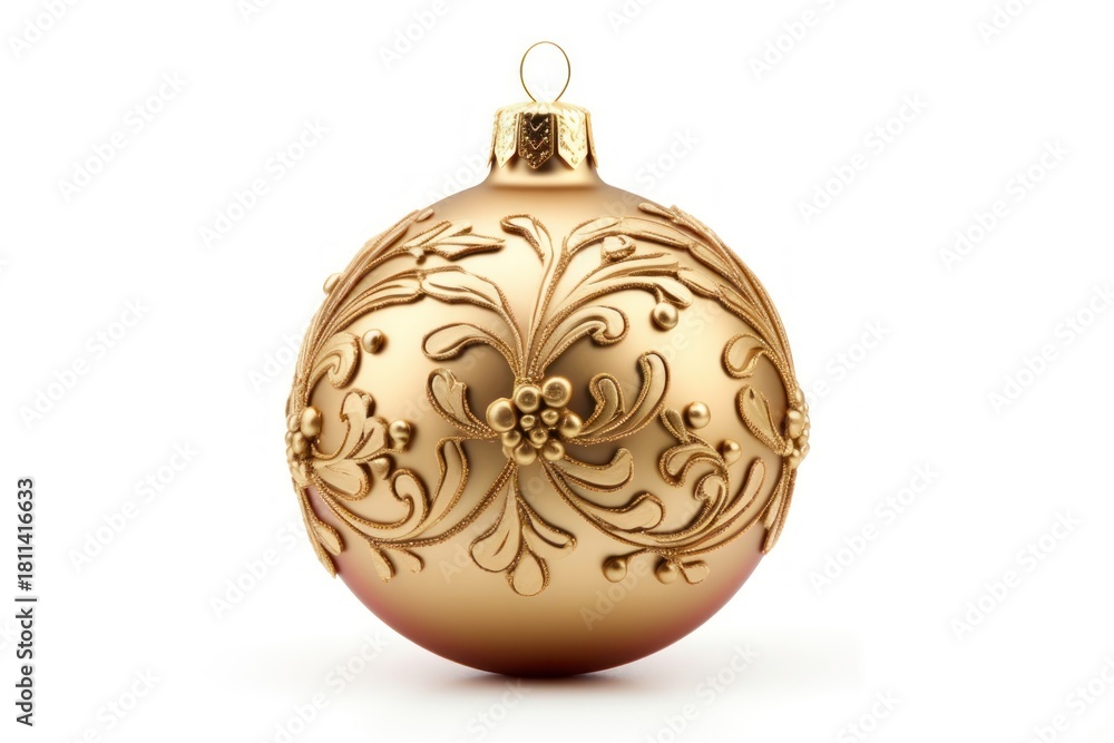Fototapeta premium Christmas jewelry gold white background.