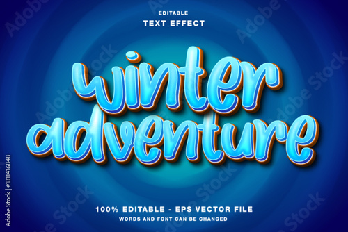 Icy blue 3D cartoon Winter adventure editable text effect with frosty details.