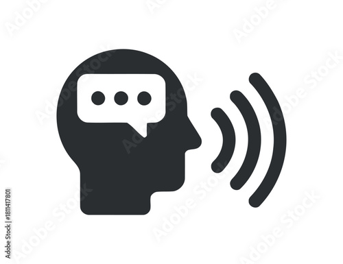 Head thinking and talking vector icon illustration