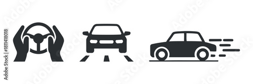 Car driving icon set vector illustration on transparent background