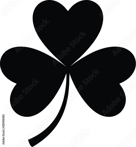 Black Shamrock Icon A Simple Vector Illustration for St