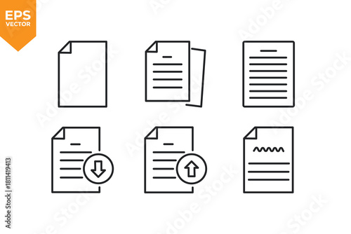 Set of line icons Document. Outline icons collection stock illustration stock illustration