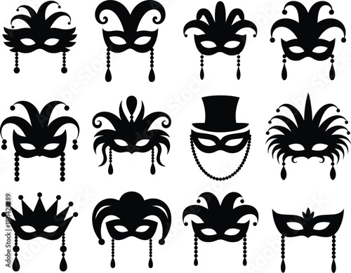 Collection of elegant and ornate masquerade masks for festive occasions and parties