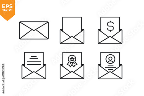 Set of line icons E-mail, Mail. Outline icons collection stock illustration stock illustration