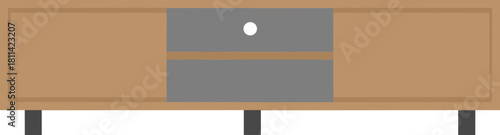 Flat Wooden Media Console Cabinet with Drawers for Living Room Decor