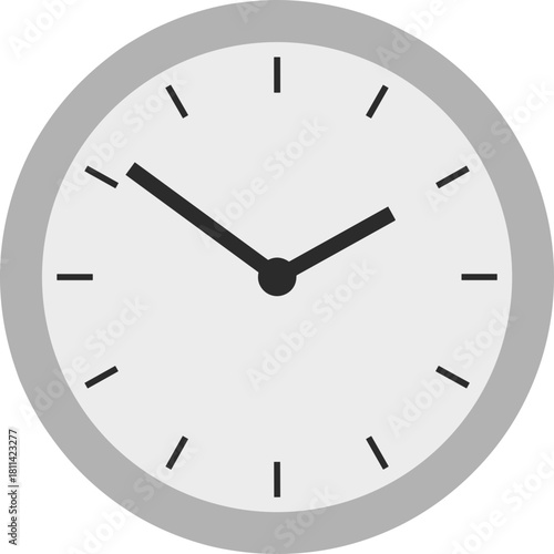 Simple Flat Design Wall Clock Telling Time Instrument Illustration