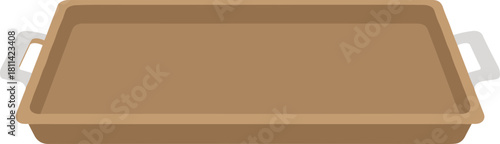 Simple Flat Illustration of Brown Baking Tray with Handle Kitchenware