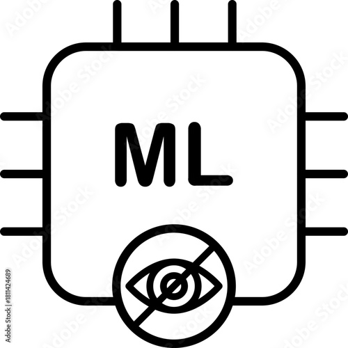 ML System Disabled, Vision Blocked, unsupervised learning Icon