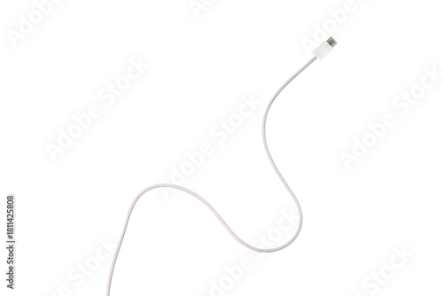 Wallpaper Mural A white fabric-braided USB Type-C cable isolated on a transparent PNG. Ideal for concepts related to business technology, data transfer, connectivity and fast charging for modern devices. Torontodigital.ca