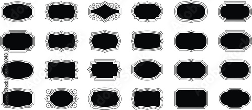 Vintage Borders and Frames Collection, Black Silhouette Labels, Elegant Decorative Banner Shapes, Ornate Vector Set, Retro Luxury Insignia Templates for Design Projects.