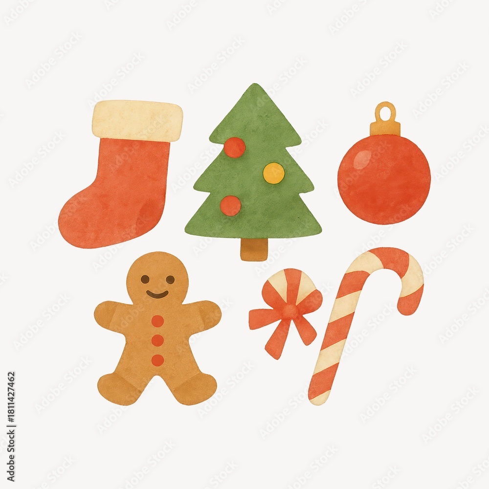 Naklejka premium Festive holiday icons collection.