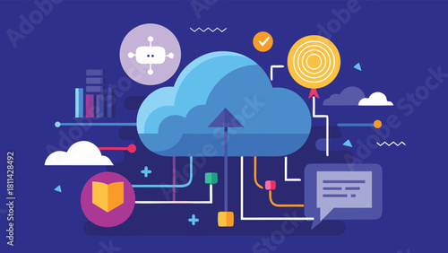 Cloud Computing Data Network Global Digital Business Technology with vector illustration