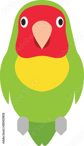 Flat Cute Roseicollis Lovebird Parrot Bird Illustration Graphic Element