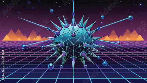 Abstract Futuristic Digital Virus Data Technology Concept Isolated background