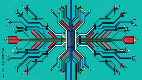 Digital Network Connection, Abstract Technology Ecosystem, Bio-Tech AI with vector illustration