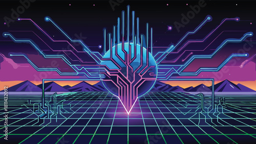 Digital Data Network Futuristic Cyberspace Technology Concept Isolated background