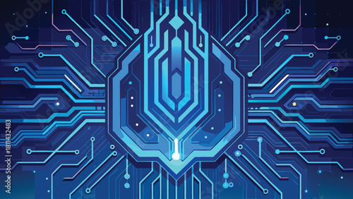 Digital Brain Core: Futuristic AI Technology Circuit Board Isolated background