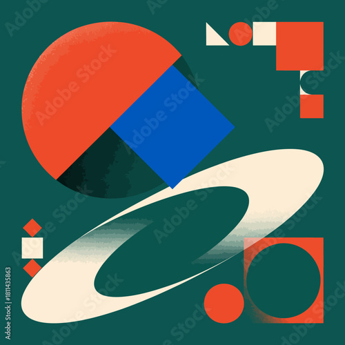 An artistic representation featuring various geometric shapes and vibrant colors, encapsulating abstract artistry that evokes creativity and modernity in design.