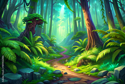 Hoh Rainforest Washington Deep moss covered rainforest trails with giant ferns and glowing green mist drifting through massive trees