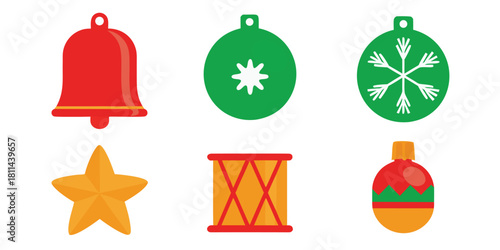 Christmas ornaments bell star drum baubles holiday decoration festive season joy xmas