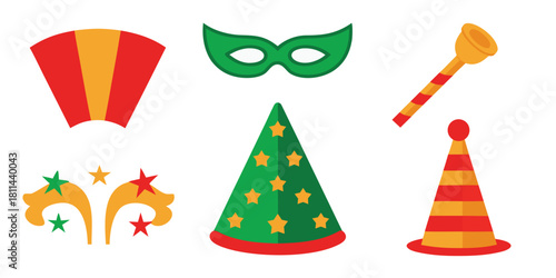 Party hat mask blower celebration festive event birthday carnival fun joy cheer