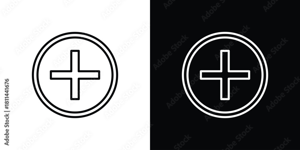 Fototapeta premium Add icons symbols. Collection of simple black icons