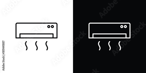Air conditioner icons symbols. Collection of simple black icons