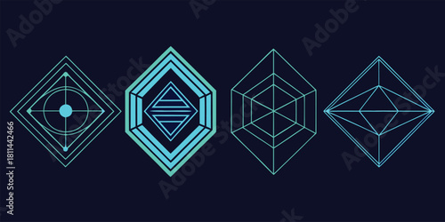 Modern Futuristic Geometric Abstract Symbols Set with vector illustration