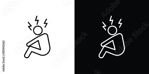 Anxiety or stress icons symbols. Collection of simple black icons
