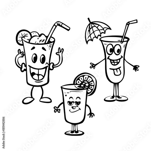 Cartoon cocktail character isolated on for design use