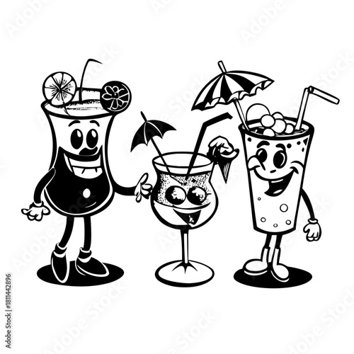 Cartoon cocktail character isolated on for design use