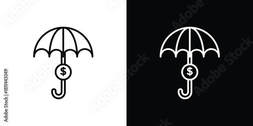 assets protection icons symbols. Collection of simple black icons