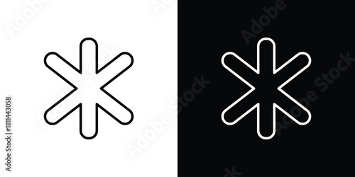 Asterisk icons symbols. Collection of simple black icons