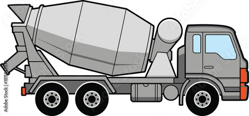 Cartoon cement mixer truck illustration on white background