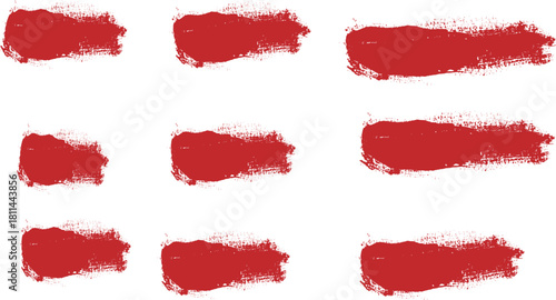 Red paint brush strokes on white background for design elements