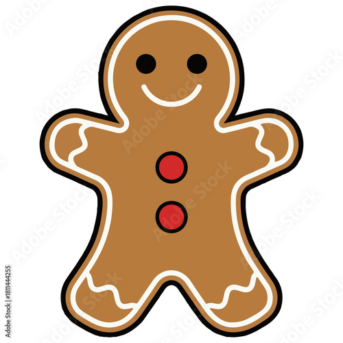 Smiling Gingerbread Man Cookie Cartoon Illustration