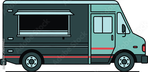 Food truck illustration mobile kitchen street food vendor vehicle