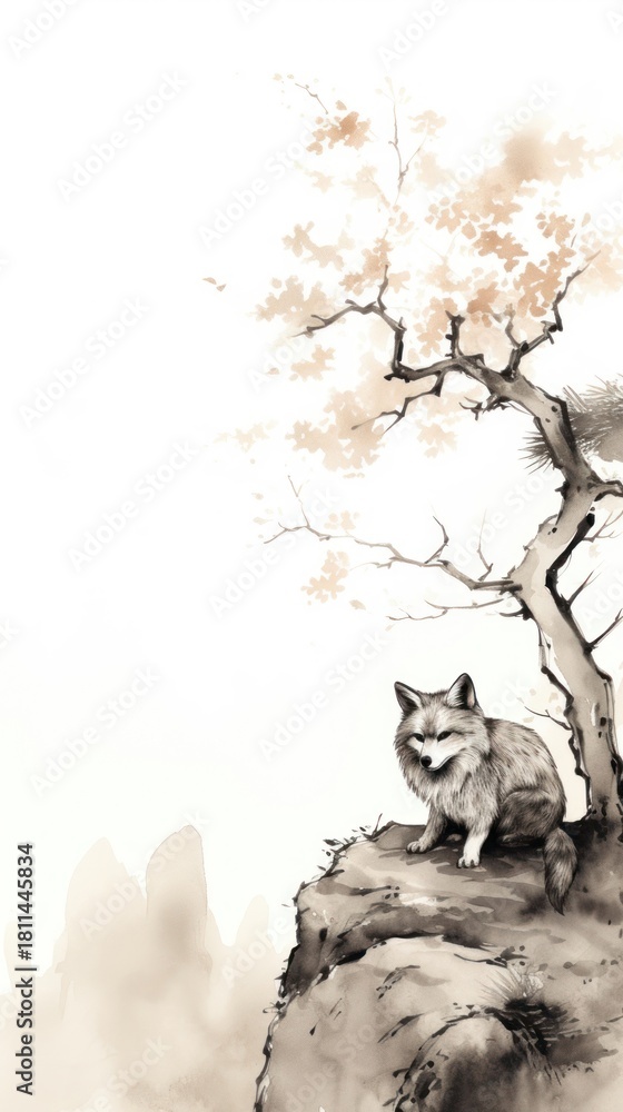 Naklejka premium Drawing mammal animal sketch.