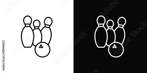 Bowling icons symbols. Collection of simple black icons