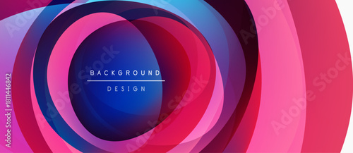 Abstract concentric circles, vibrant colors blend. Pink, purple, blue hues create dynamic visual effect. Modern design element.