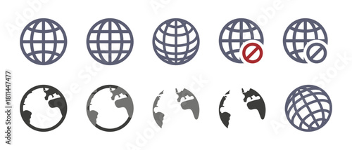  Set of internet globe icon vctor illustration logotype. Website. Planet Earth