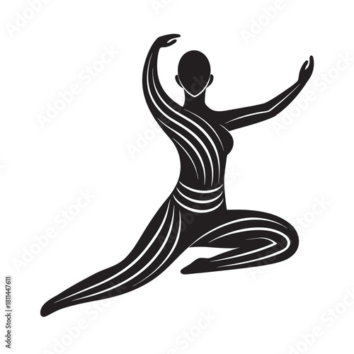 Yoga Stretch Figure Drawn With Simple Elegant Lines
