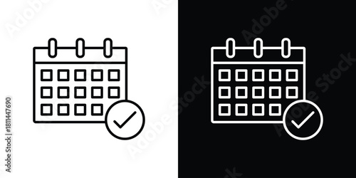 Calendar check icons symbols. Collection of simple black icons