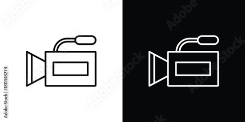 Camcorder icons symbols. Collection of simple black icons