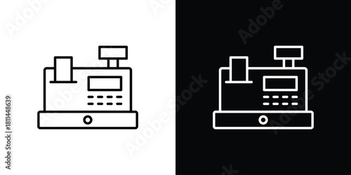 Cash register icons symbols. Collection of simple black icons