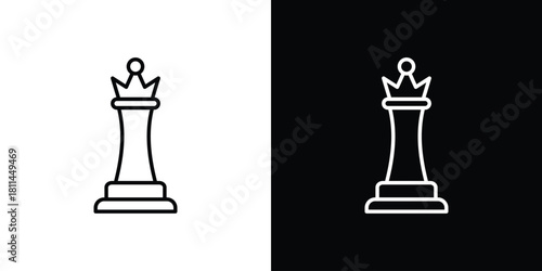 Chess queen icons symbols. Collection of simple black icons