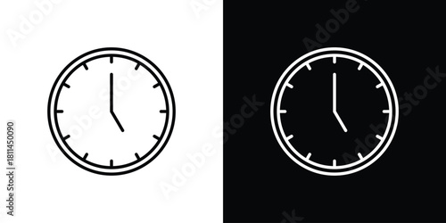 Clock-five icons symbols. Collection of simple black icons